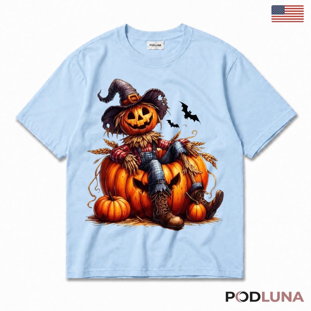 Halloween Scarecrow Pumpkin T-Shirt For Fall Season