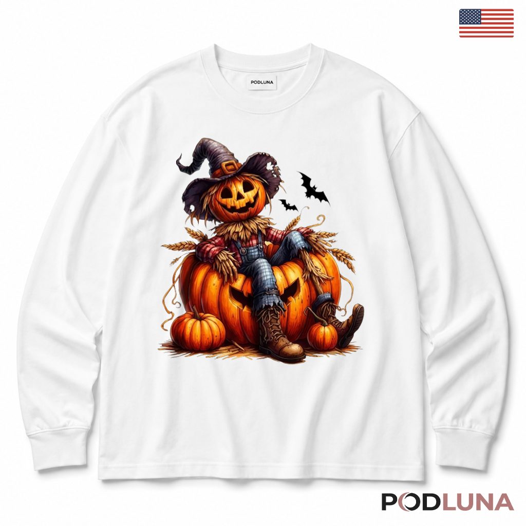 Halloween Scarecrow Pumpkin Long Sleeve For Fall Season Halloween Scarecrow Pumpkin Long Sleeve For Fall Season