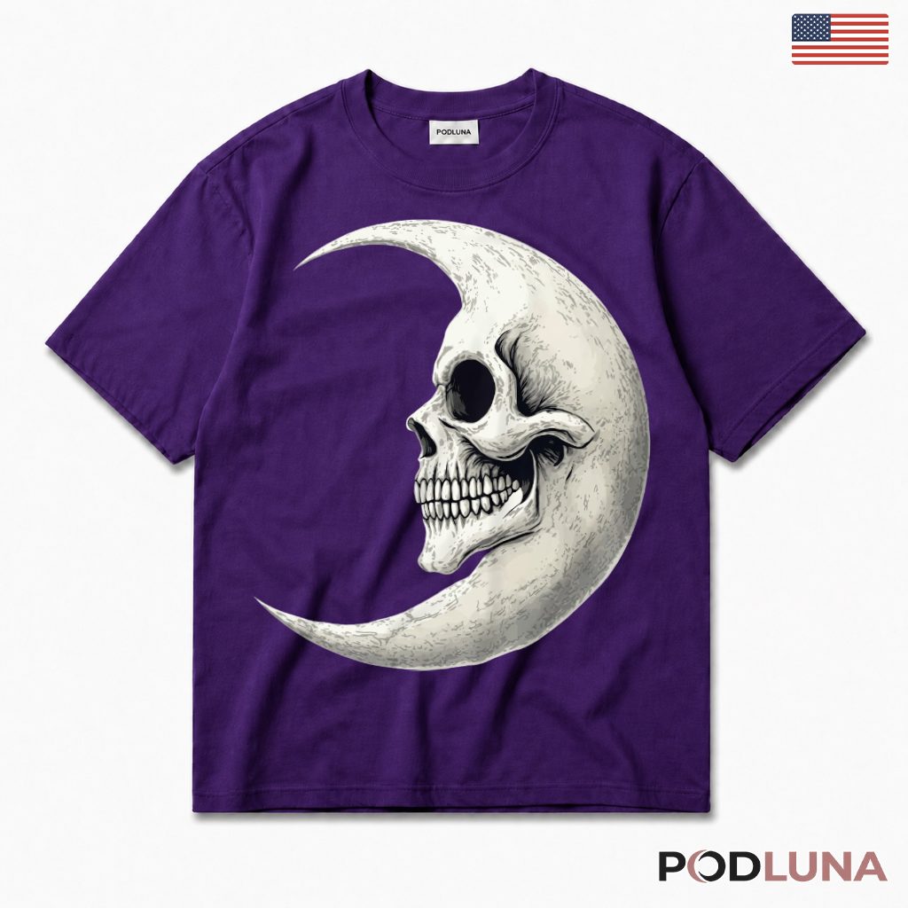 Halloween Skull Crescent Moon Gothic T-Shirt