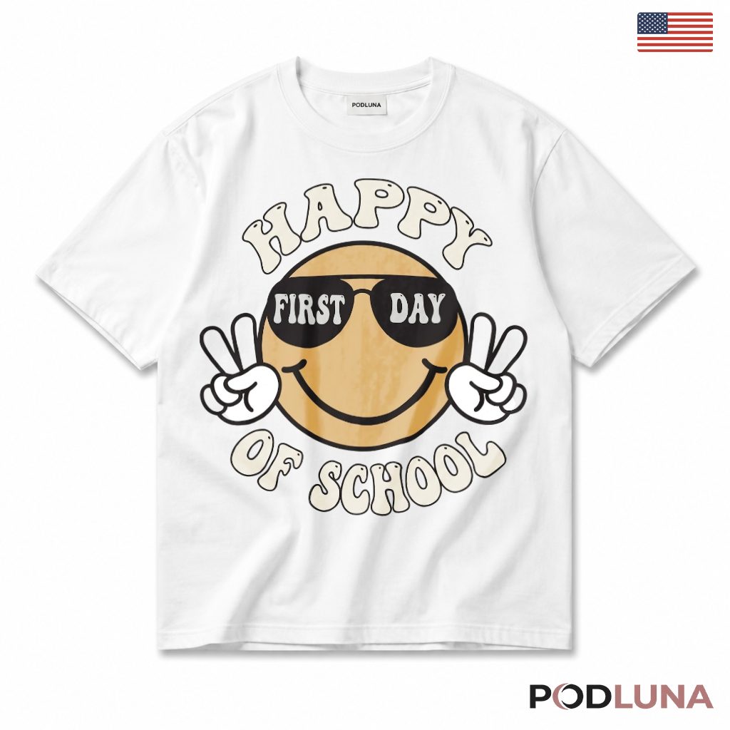 Happy First Day Of School Smiley Face T-Shirt Kids Present