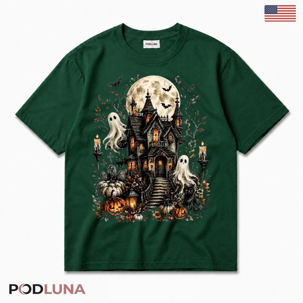Haunted House Ghost Halloween T-Shirt