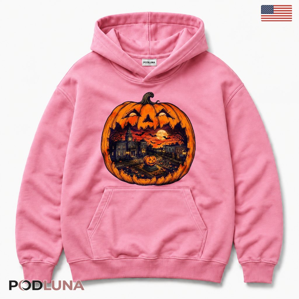 Haunted Village Jack O Lantern Halloween Hoodie Haunted Village Jack O Lantern Halloween Hoodie