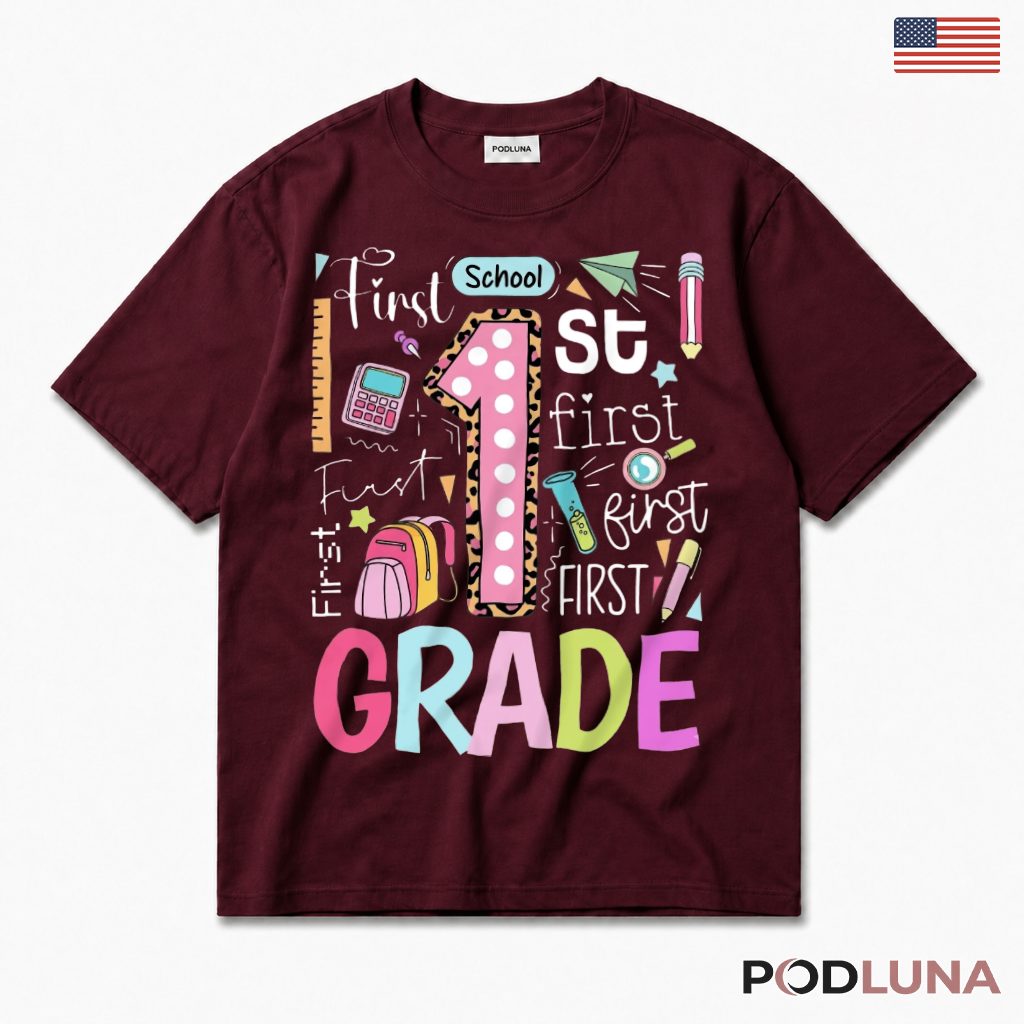 Hello First Grade Rainbow T-Shirt Back To School
