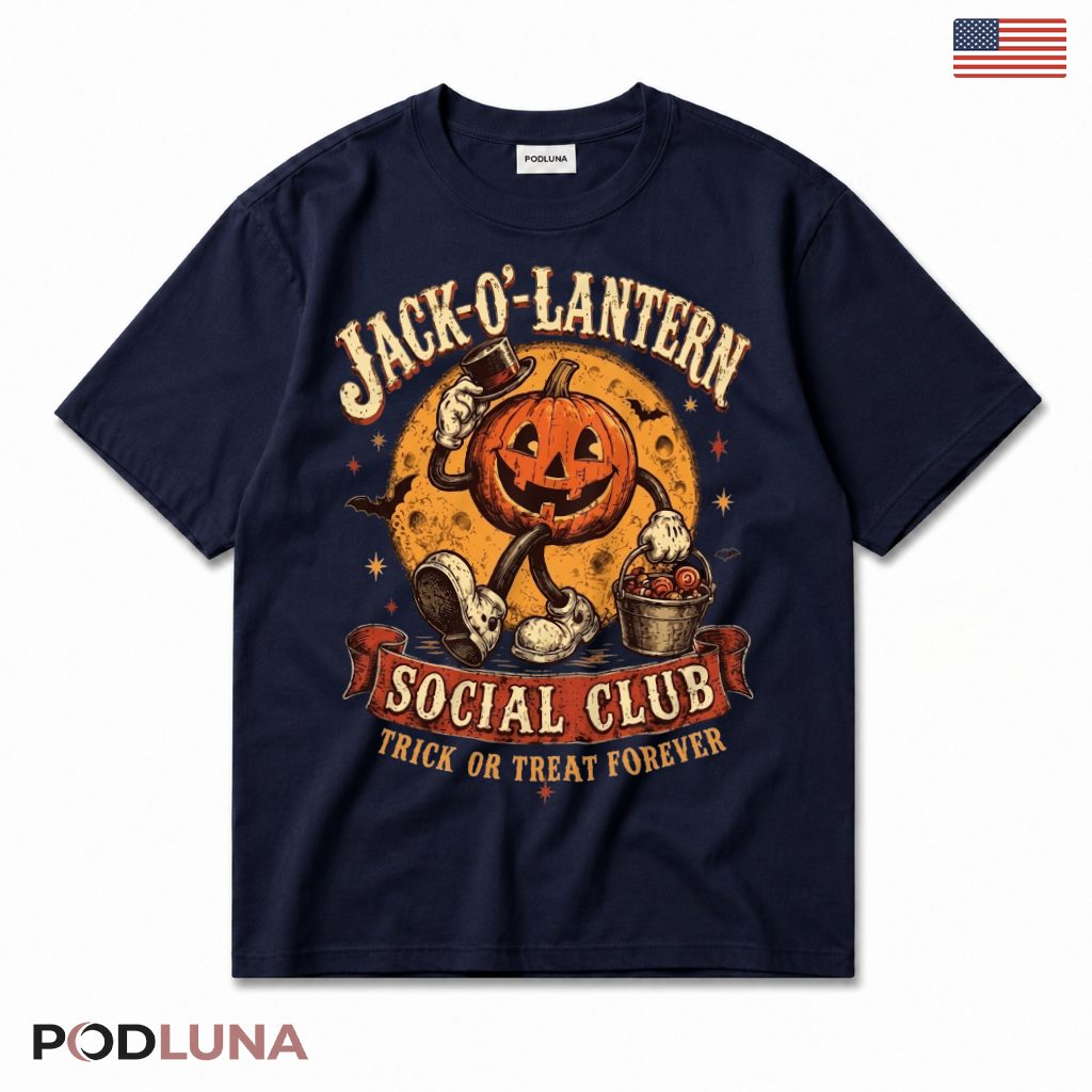 Jack O Lantern Social Club Halloween T-Shirt For Trick Or Treat