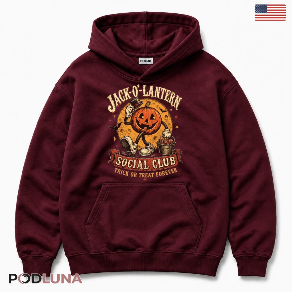 Jack O Lantern Social Club Halloween Hoodie For Trick Or Treat Jack O Lantern Social Club Halloween Hoodie For Trick Or Treat