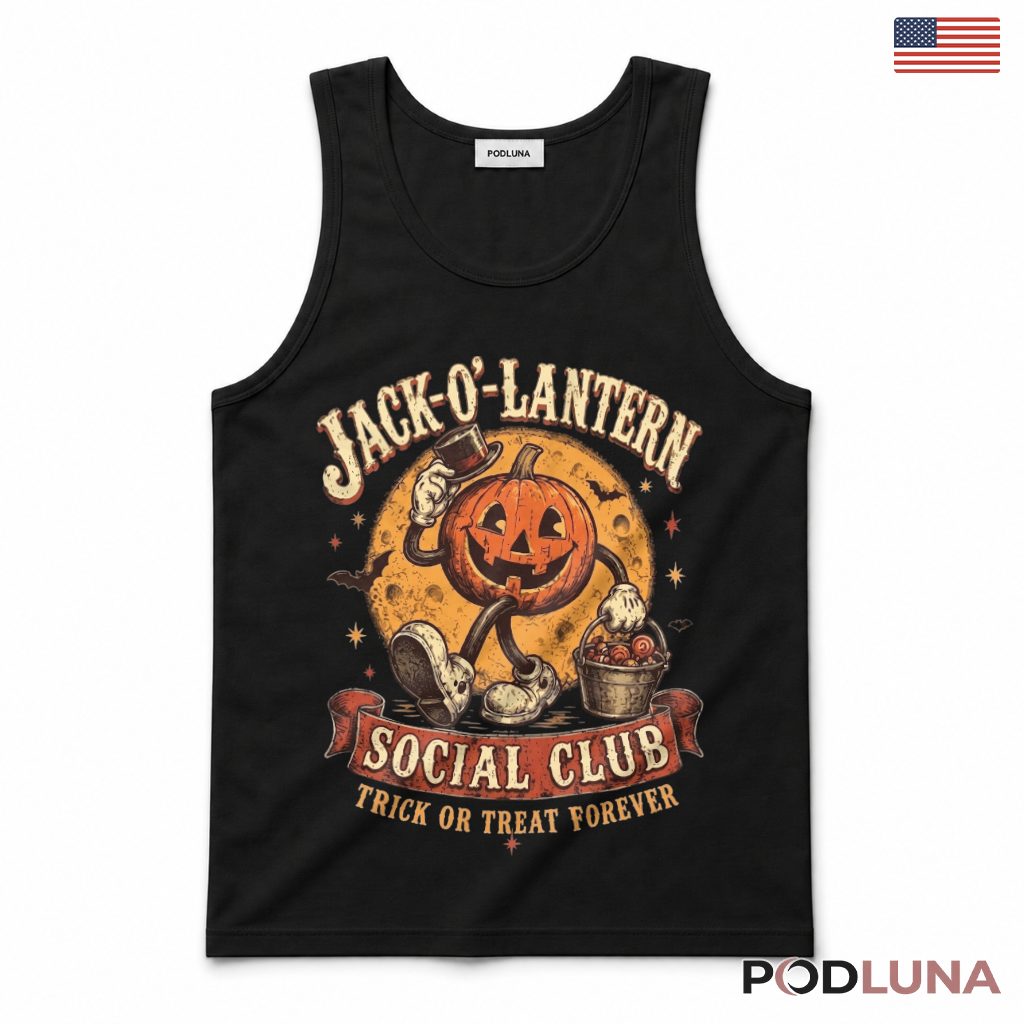 Jack O Lantern Social Club Halloween Tank Top For Trick Or Treat Jack O Lantern Social Club Halloween Tank Top For Trick Or Treat