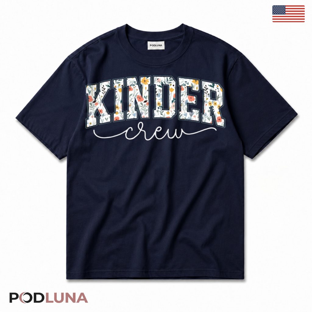 Kinder Crew Floral T-Shirt Preschool Student Present