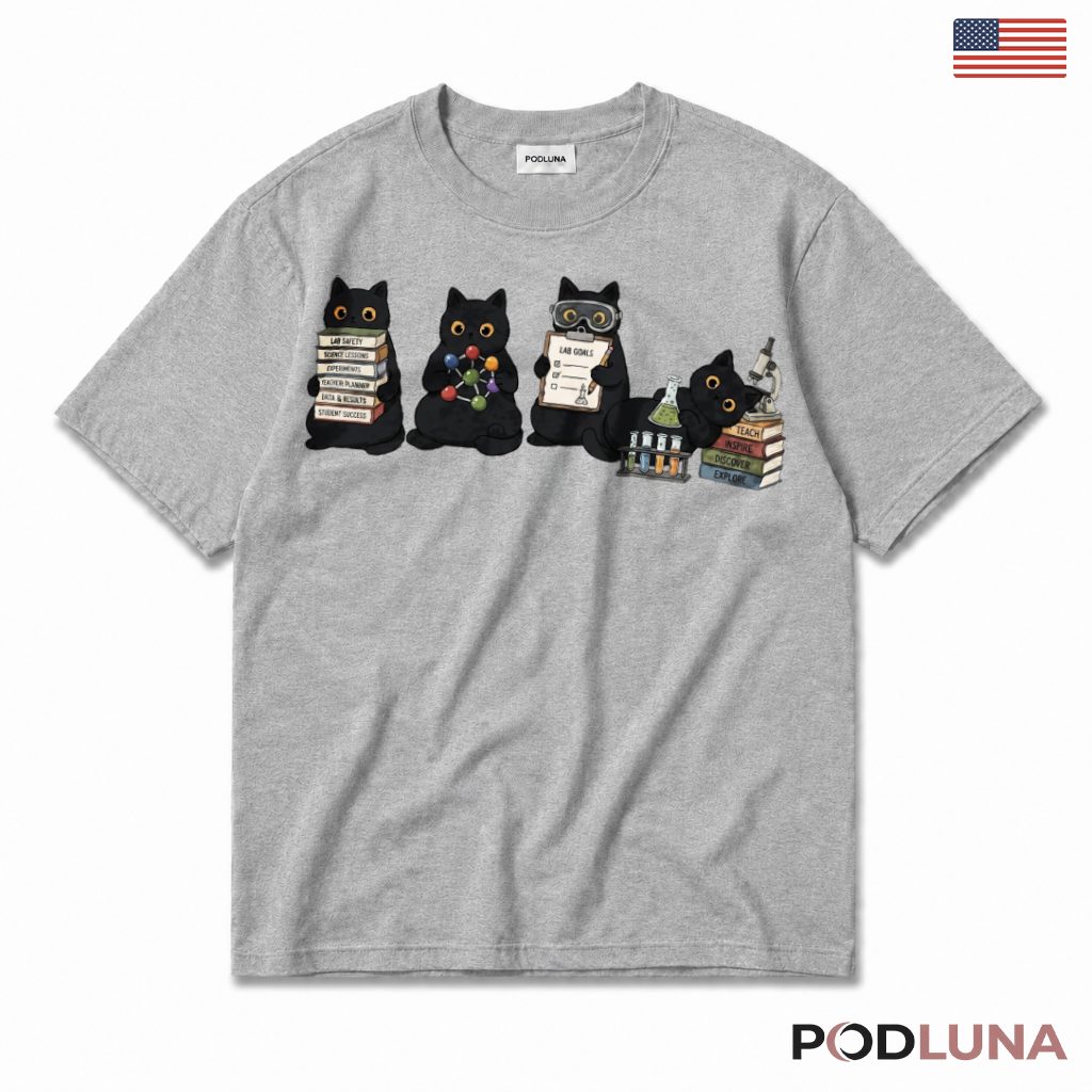 Lab Safety Black Cat Science T-Shirt Chemistry Teacher Present