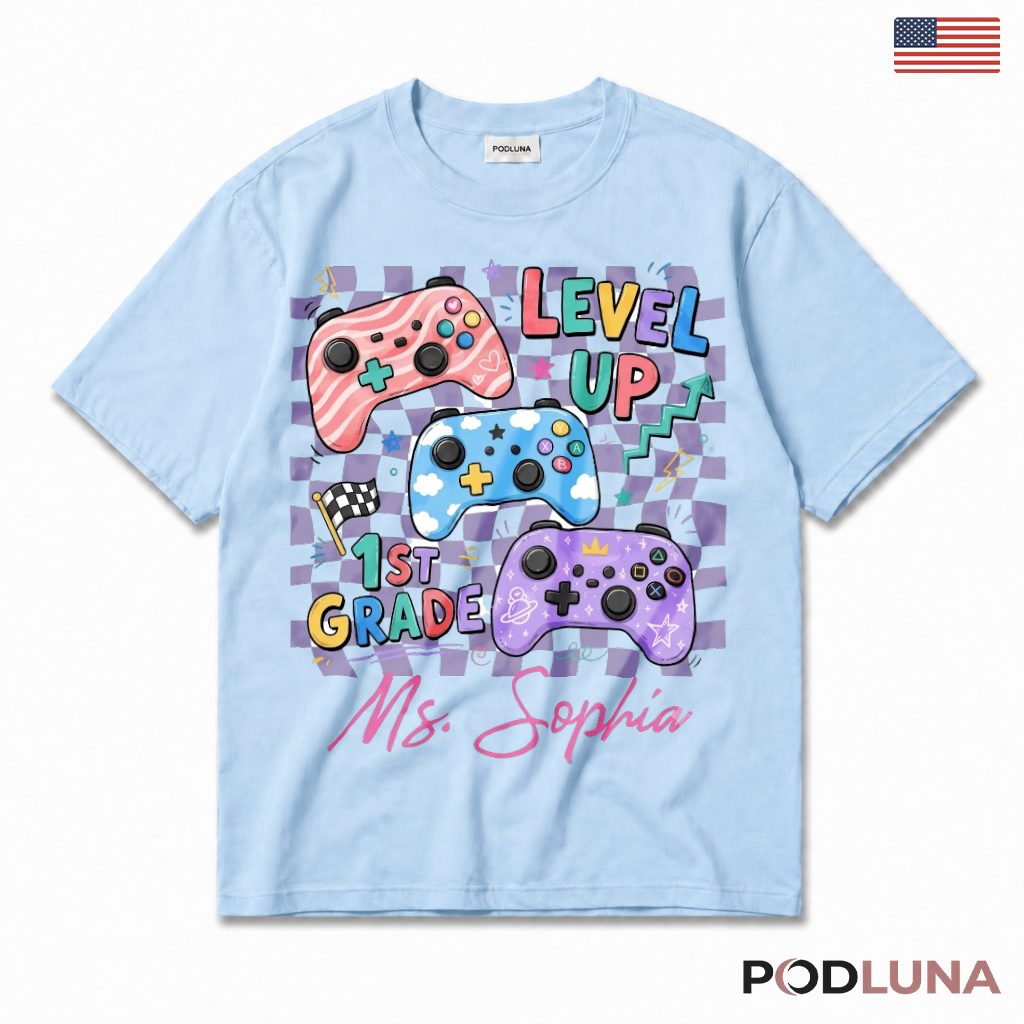 Level Up 1st Grade Gaming Controller T-Shirt First Grade Teacher Present