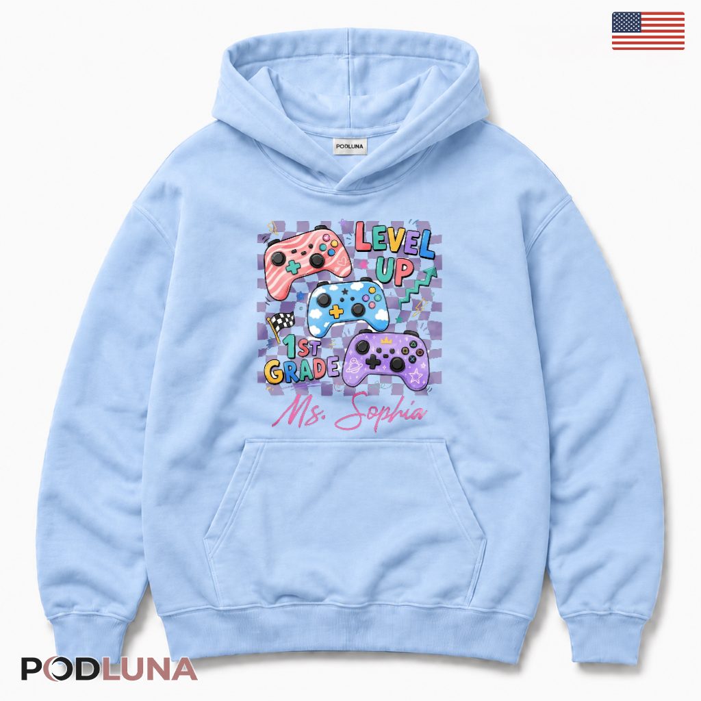 Level Up 1st Grade Gaming Controller Hoodie First Grade Teacher Present Level Up 1st Grade Gaming Controller Hoodie First Grade Teacher Present