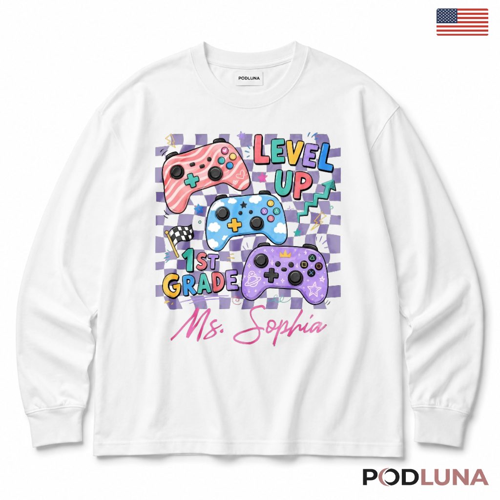 Level Up 1st Grade Gaming Controller Long Sleeve First Grade Teacher Present Level Up 1st Grade Gaming Controller Long Sleeve First Grade Teacher Present