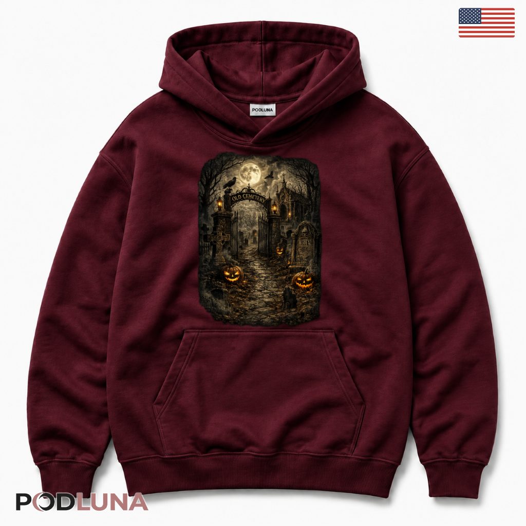 Old Cemetery Gothic Halloween Pumpkin Hoodie Old Cemetery Gothic Halloween Pumpkin Hoodie