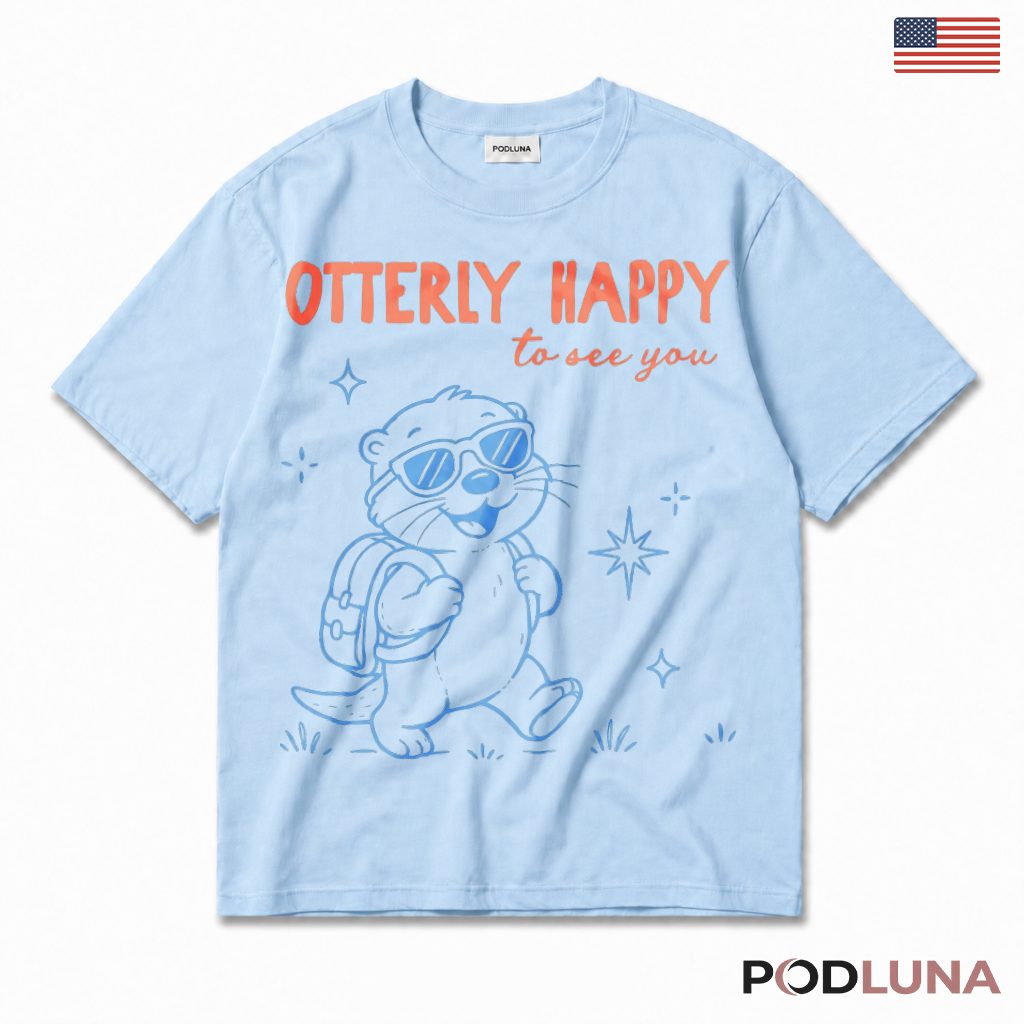 Otterly Happy To See You Otter Backpack T-Shirt Kids Present