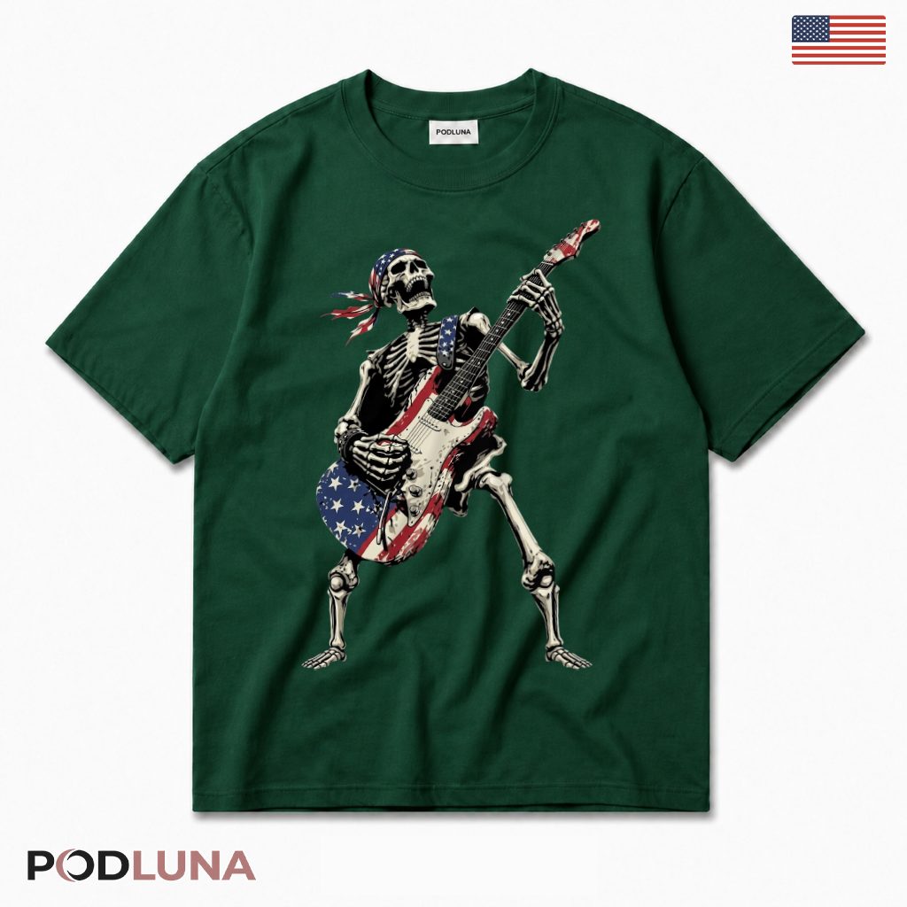 Patriotic Skeleton Guitarist T-Shirt