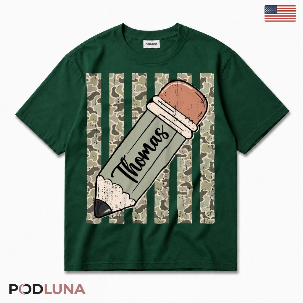 Personalized Camouflage School T-Shirt