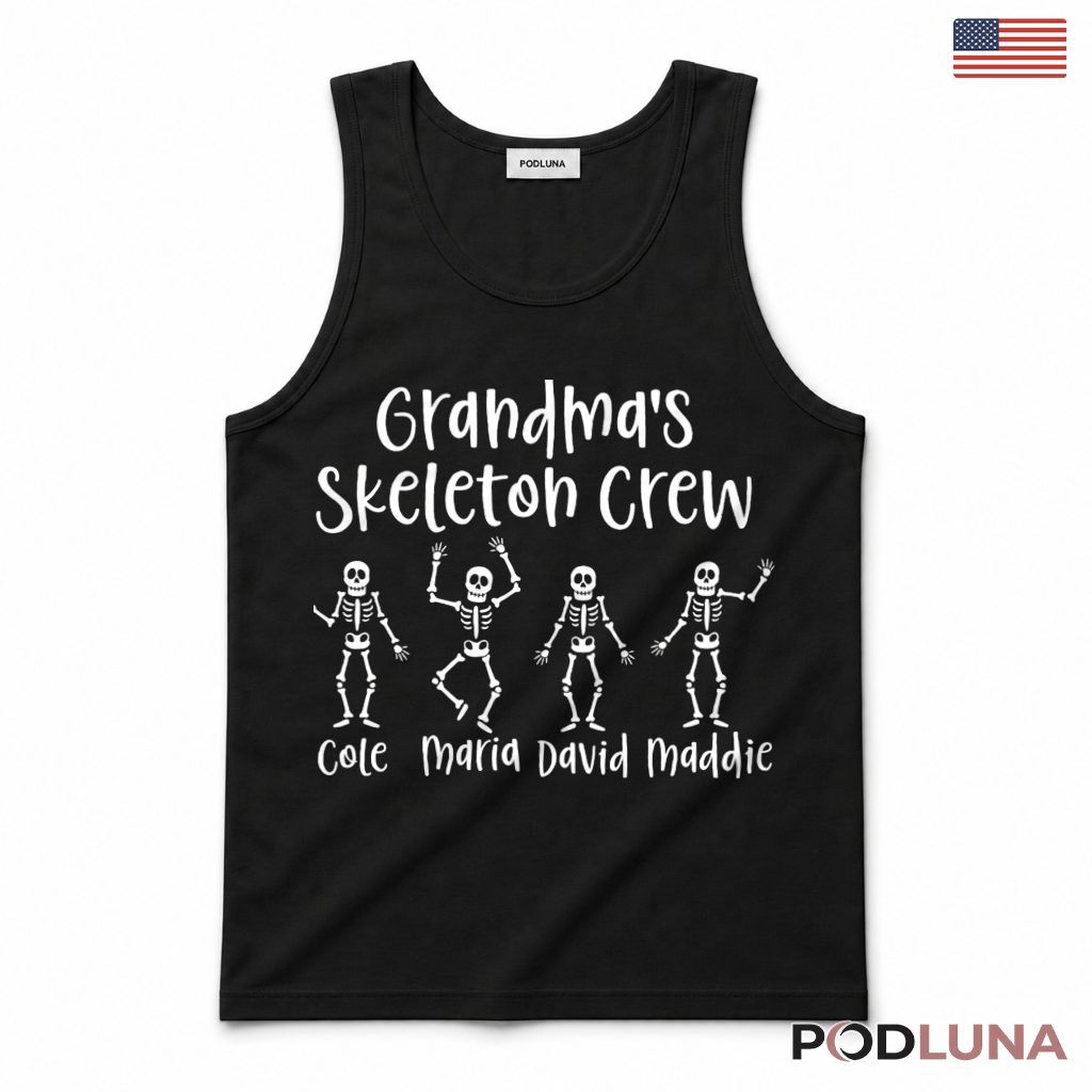 Personalized Grandma Skeleton Crew Halloween Tank Top Personalized Grandma Skeleton Crew Halloween Tank Top