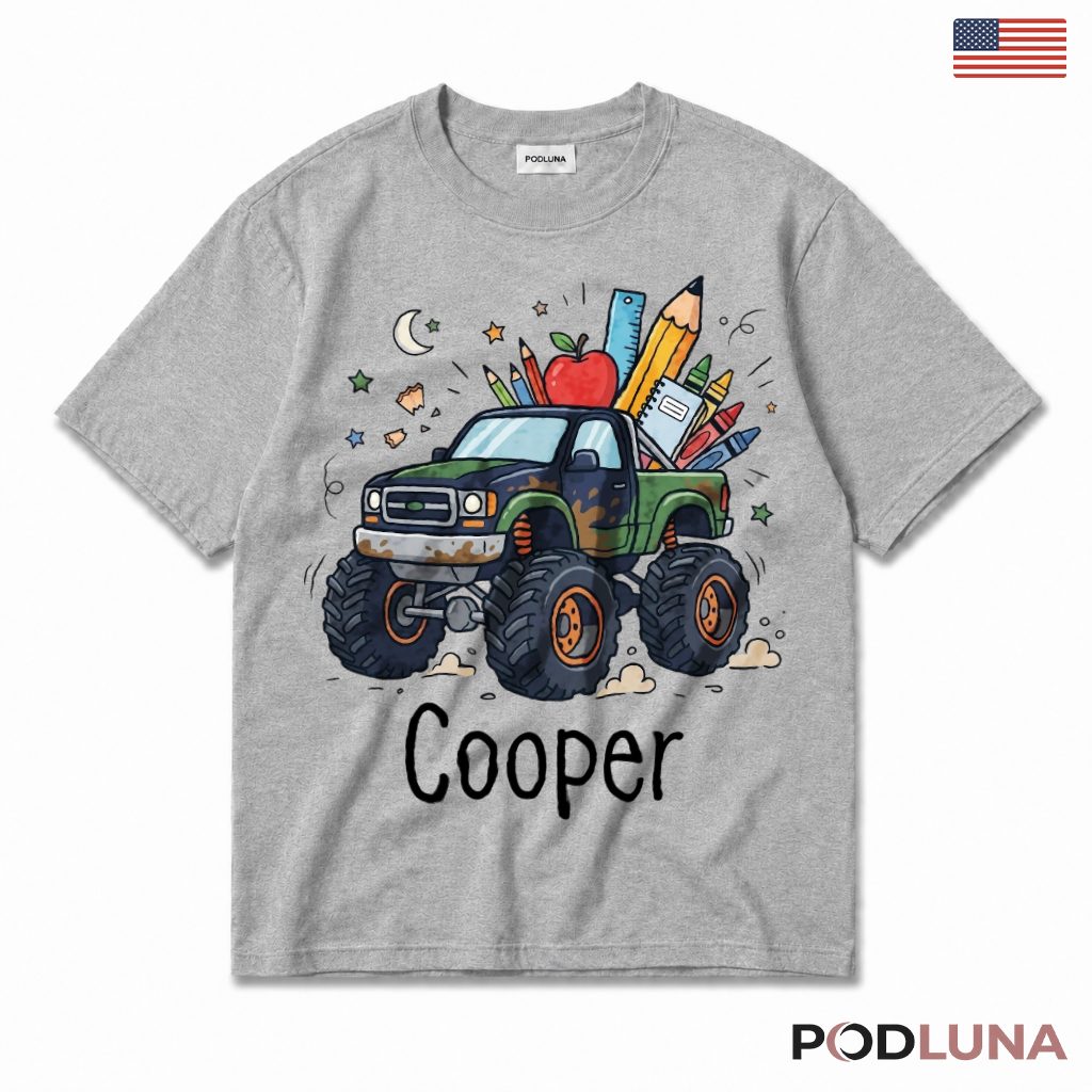 Personalized Monster Truck Back To School T-Shirt