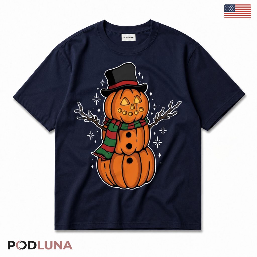 Pumpkin Snowman Halloween T-Shirt