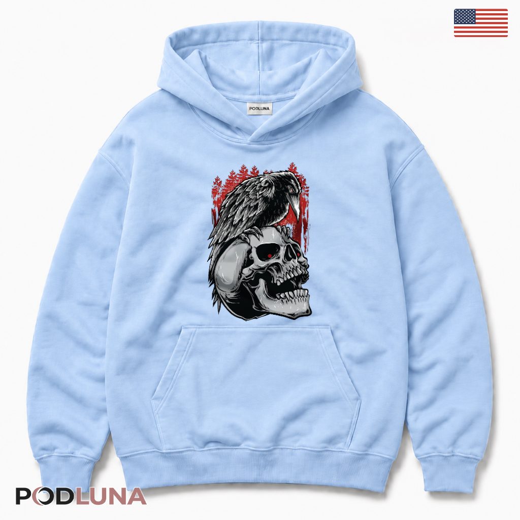 Raven Skull Halloween Gothic Hoodie Raven Skull Halloween Gothic Hoodie