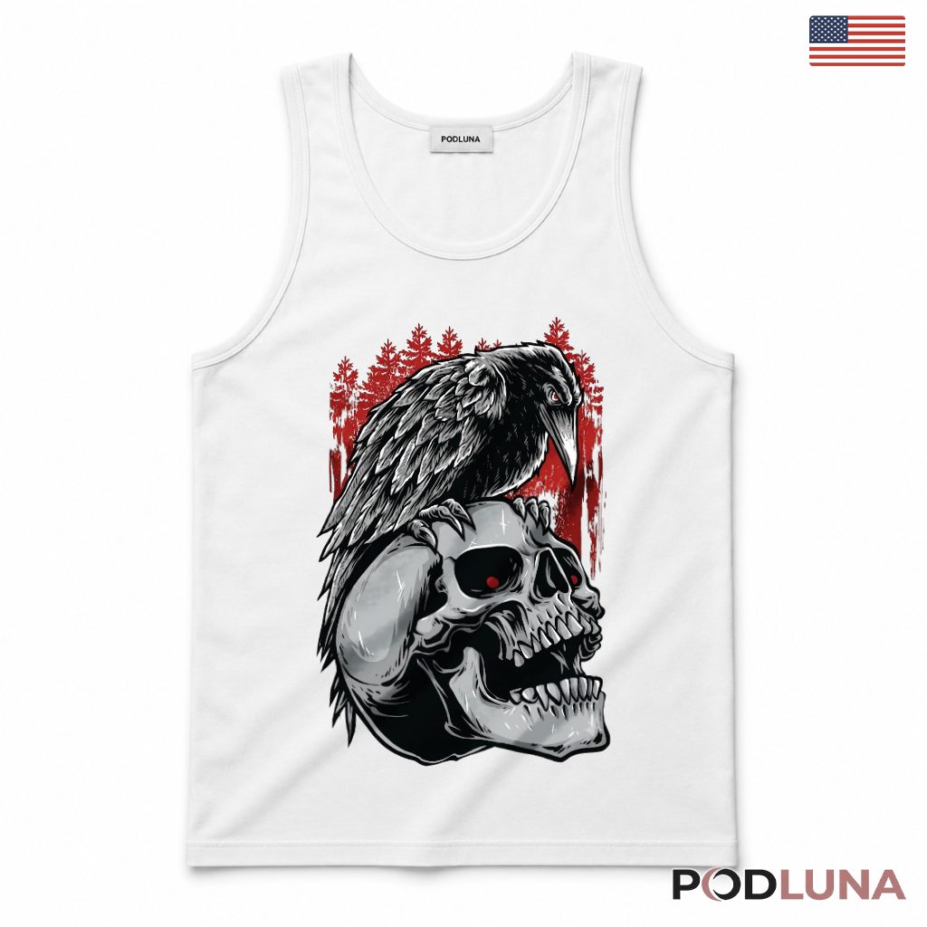 Raven Skull Halloween Gothic Tank Top Raven Skull Halloween Gothic Tank Top