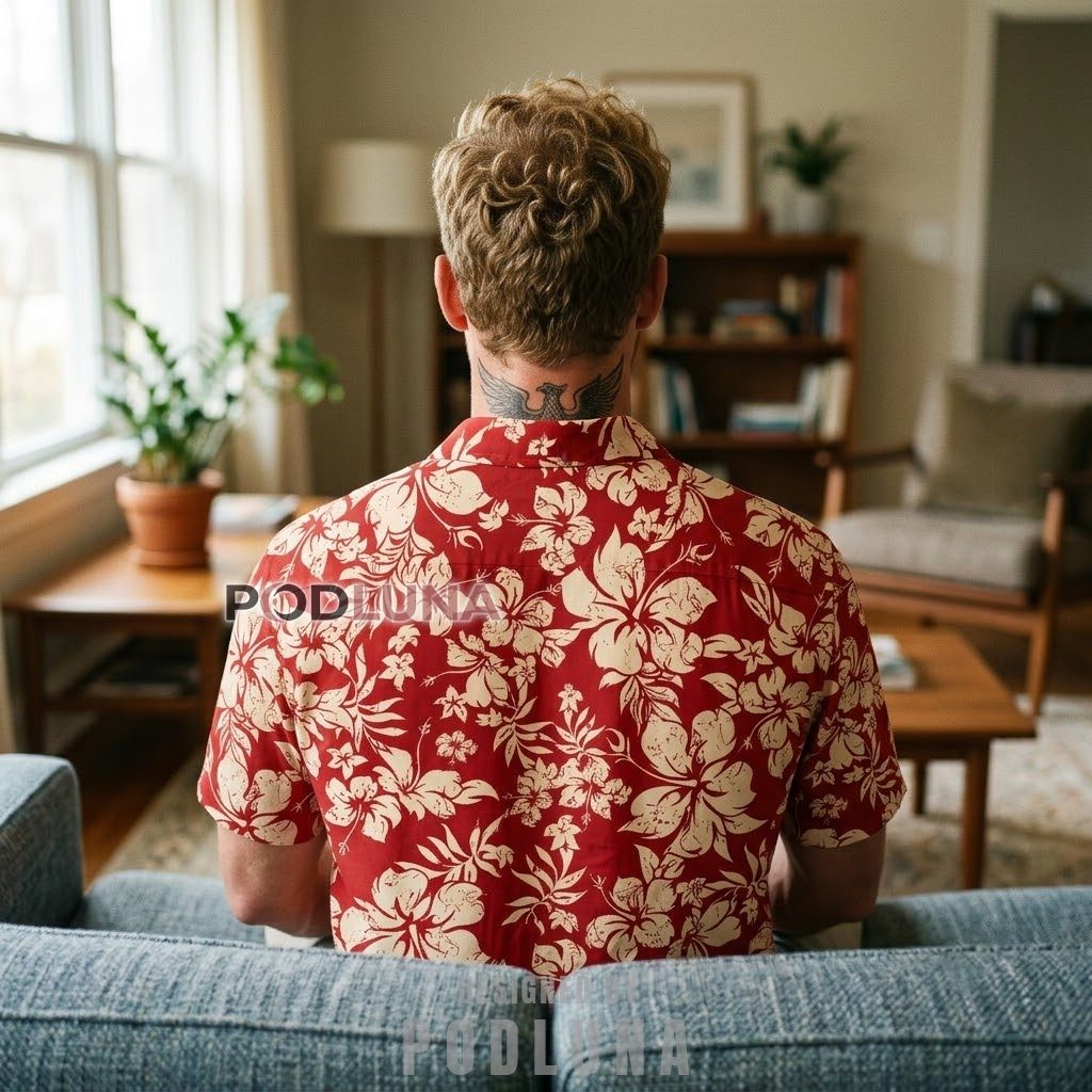 Red Hibiscus Hawaiian Shirt Vintage Floral Design Version 3 Red Hibiscus Hawaiian Shirt Vintage Floral Design Version 3