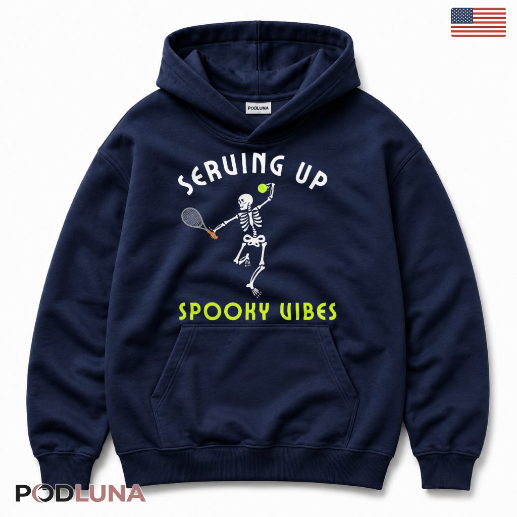 Serving Up Spooky Vibes Tennis Skeleton Hoodie Serving Up Spooky Vibes Tennis Skeleton Hoodie