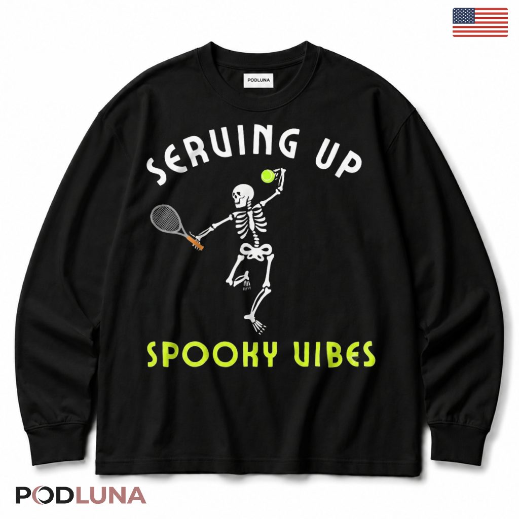 Serving Up Spooky Vibes Tennis Skeleton Long Sleeve Serving Up Spooky Vibes Tennis Skeleton Long Sleeve
