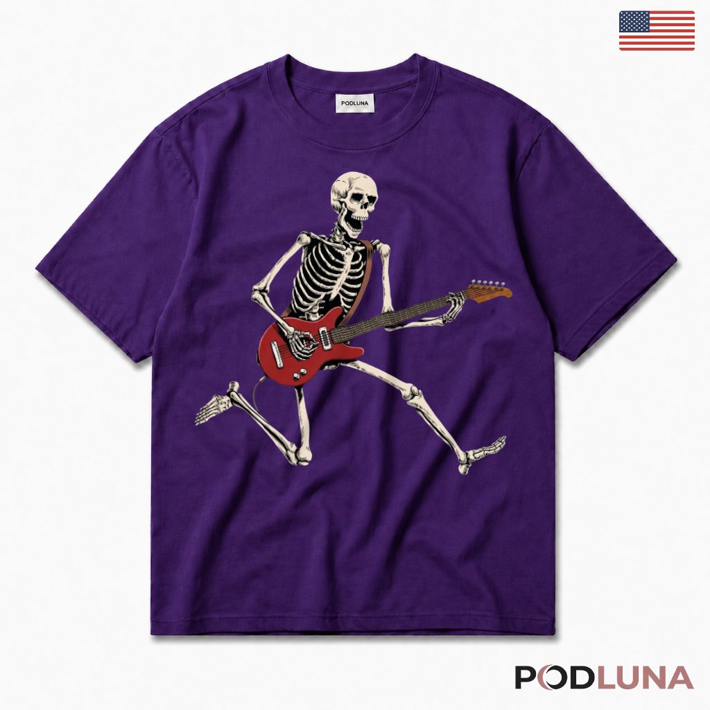 Skeleton Guitarist Rock Halloween T-Shirt