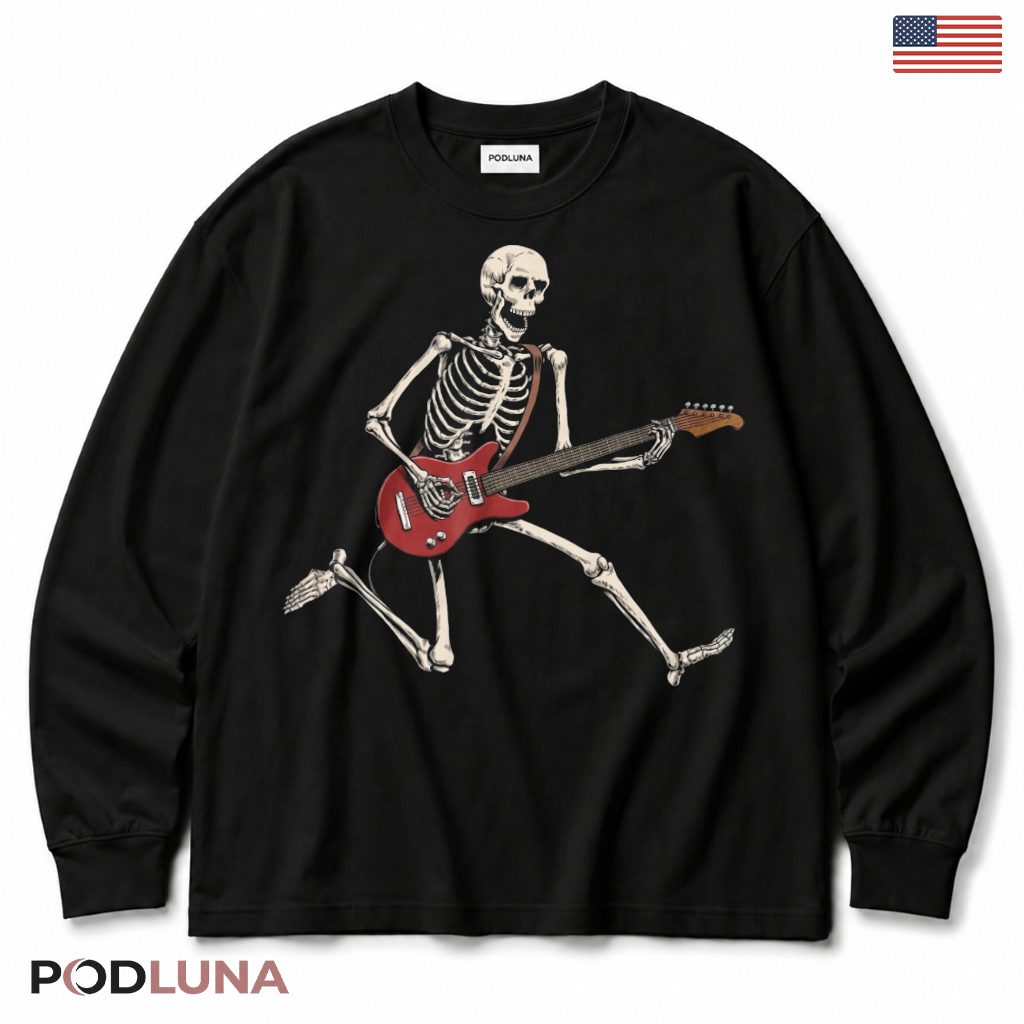 Skeleton Guitarist Rock Halloween Long Sleeve Skeleton Guitarist Rock Halloween Long Sleeve
