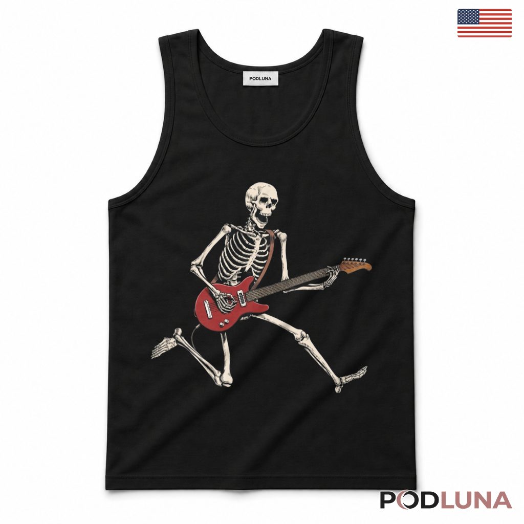 Skeleton Guitarist Rock Halloween Tank Top Skeleton Guitarist Rock Halloween Tank Top