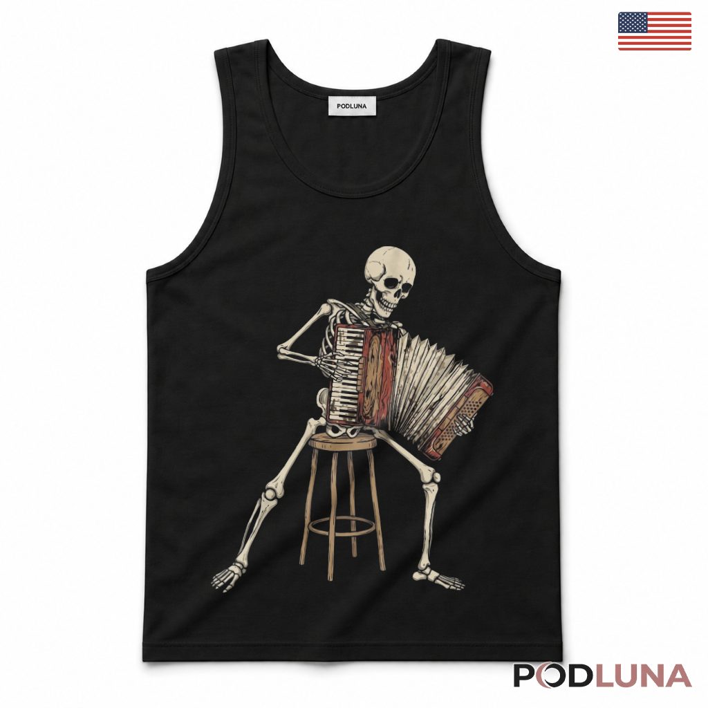Skeleton Playing Accordion Halloween Tank Top Skeleton Playing Accordion Halloween Tank Top