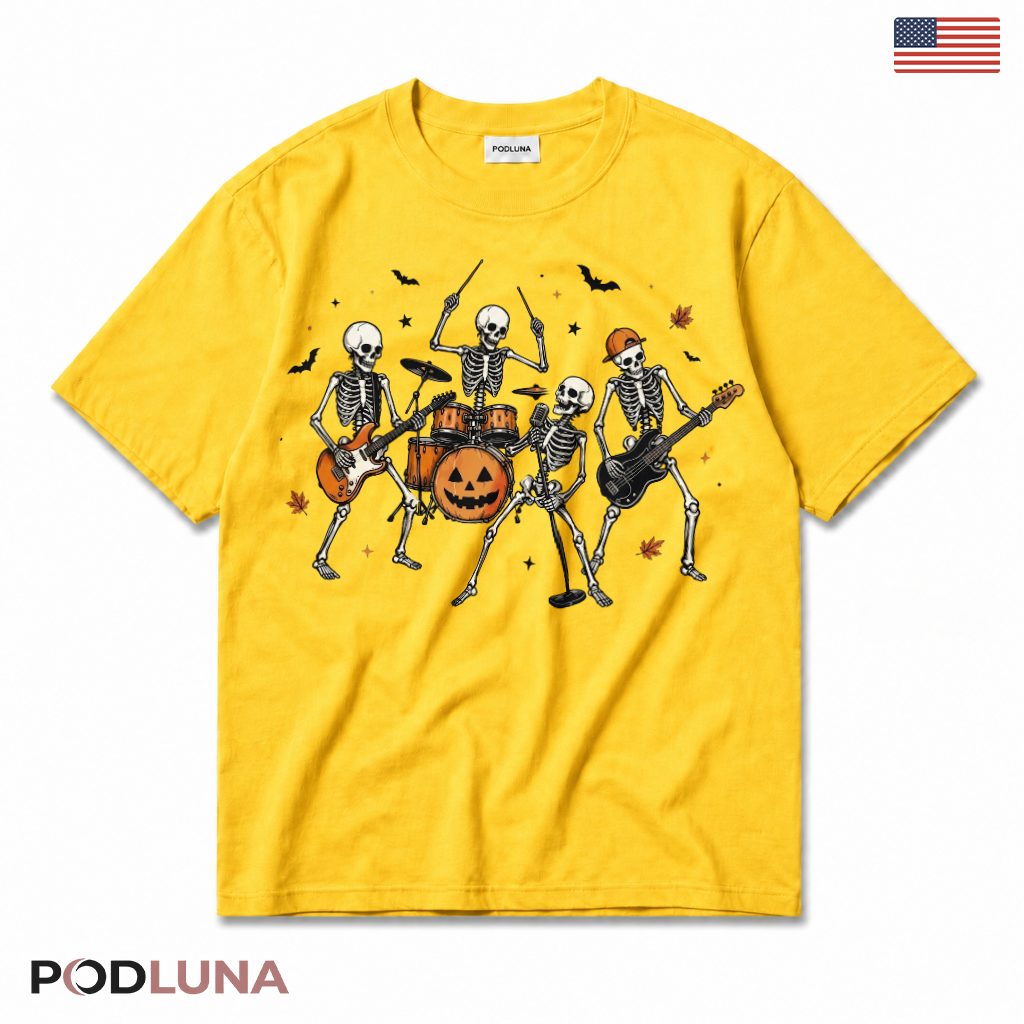 Skeleton Rock Band Halloween T-Shirt