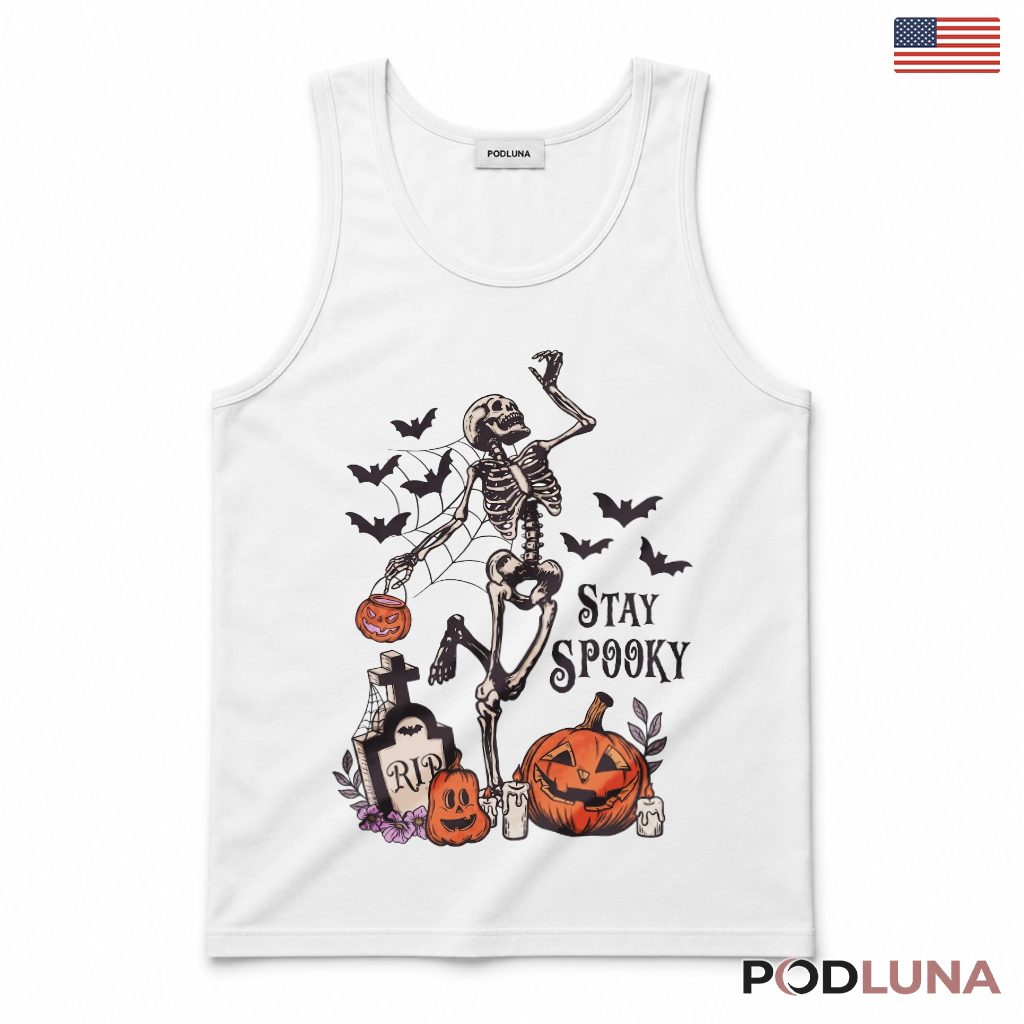 Stay Spooky Skeleton Halloween Pumpkin Tank Top Stay Spooky Skeleton Halloween Pumpkin Tank Top