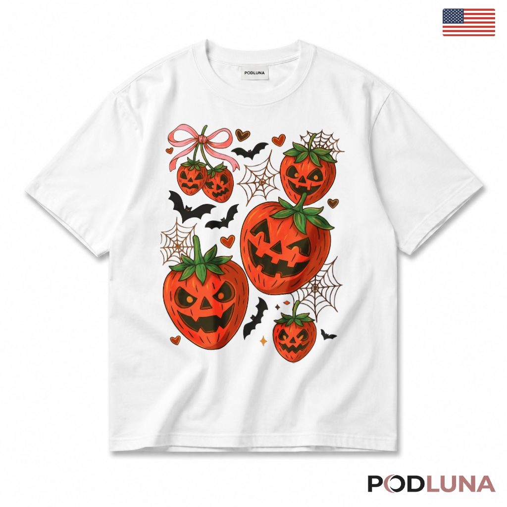 Strawberry Jack O Lantern Halloween T-Shirt
