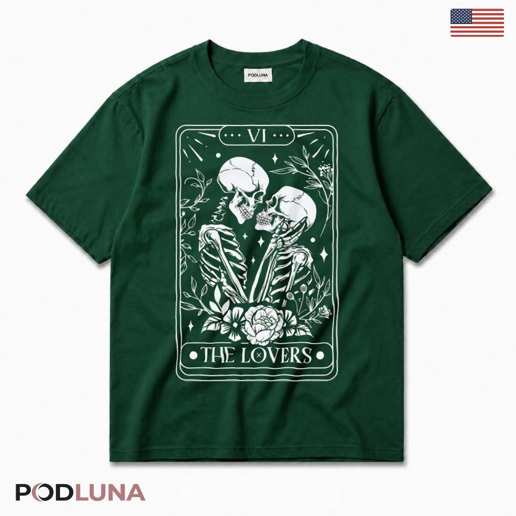 The Lovers Tarot Skeleton T-Shirt