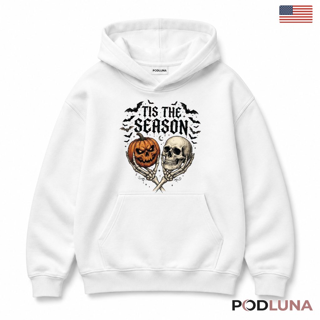 Tis The Season Halloween Skull Pumpkin Hoodie For Fall Tis The Season Halloween Skull Pumpkin Hoodie For Fall