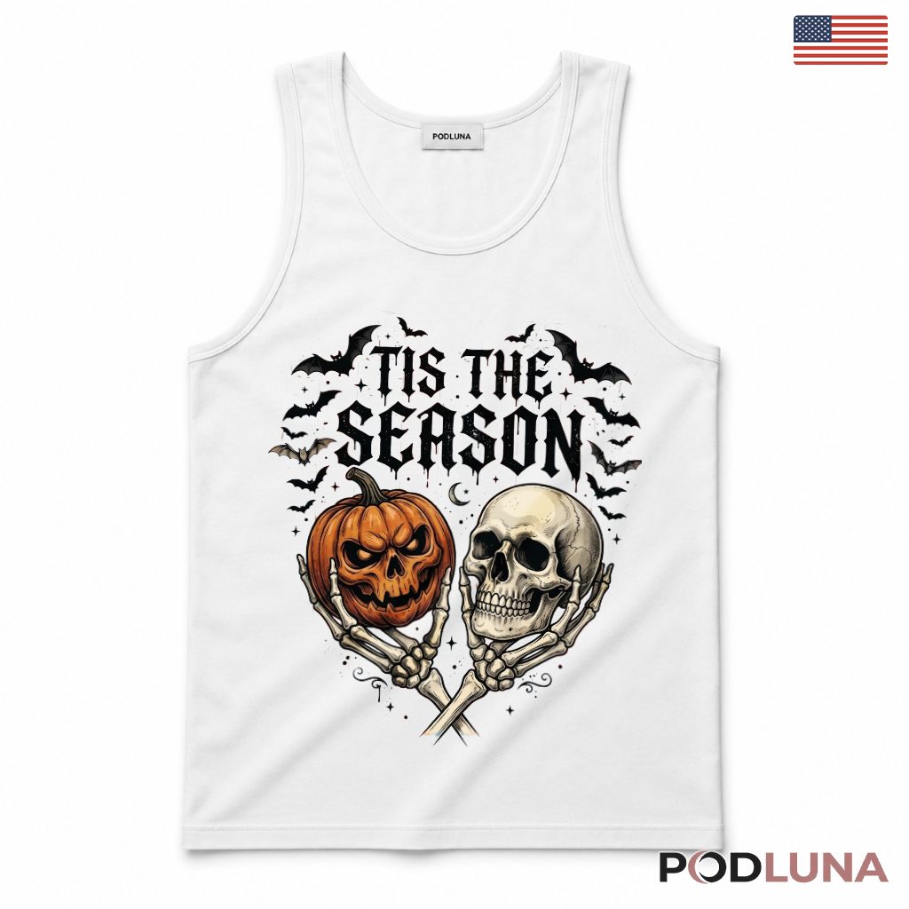 Tis The Season Halloween Skull Pumpkin Tank Top For Fall Tis The Season Halloween Skull Pumpkin Tank Top For Fall