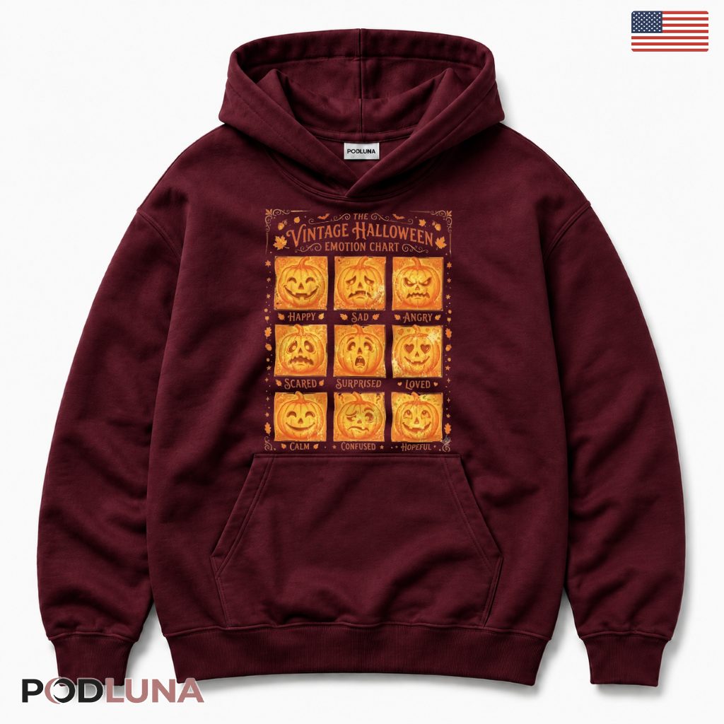 Vintage Halloween Pumpkin Emotion Chart Hoodie Vintage Halloween Pumpkin Emotion Chart Hoodie