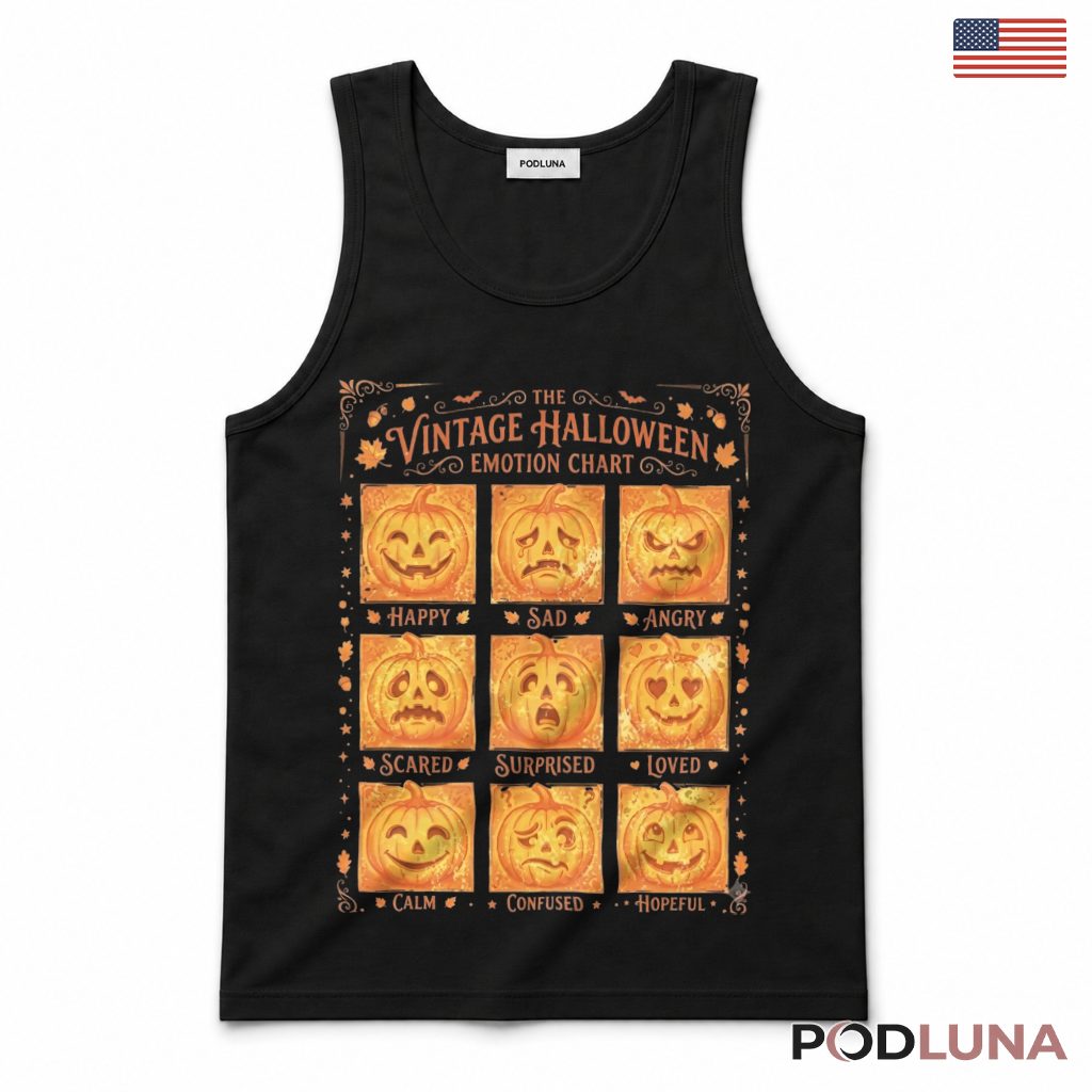 Vintage Halloween Pumpkin Emotion Chart Tank Top Vintage Halloween Pumpkin Emotion Chart Tank Top