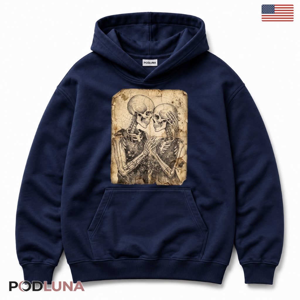 Vintage Skeleton Couple Halloween Hoodie Vintage Skeleton Couple Halloween Hoodie