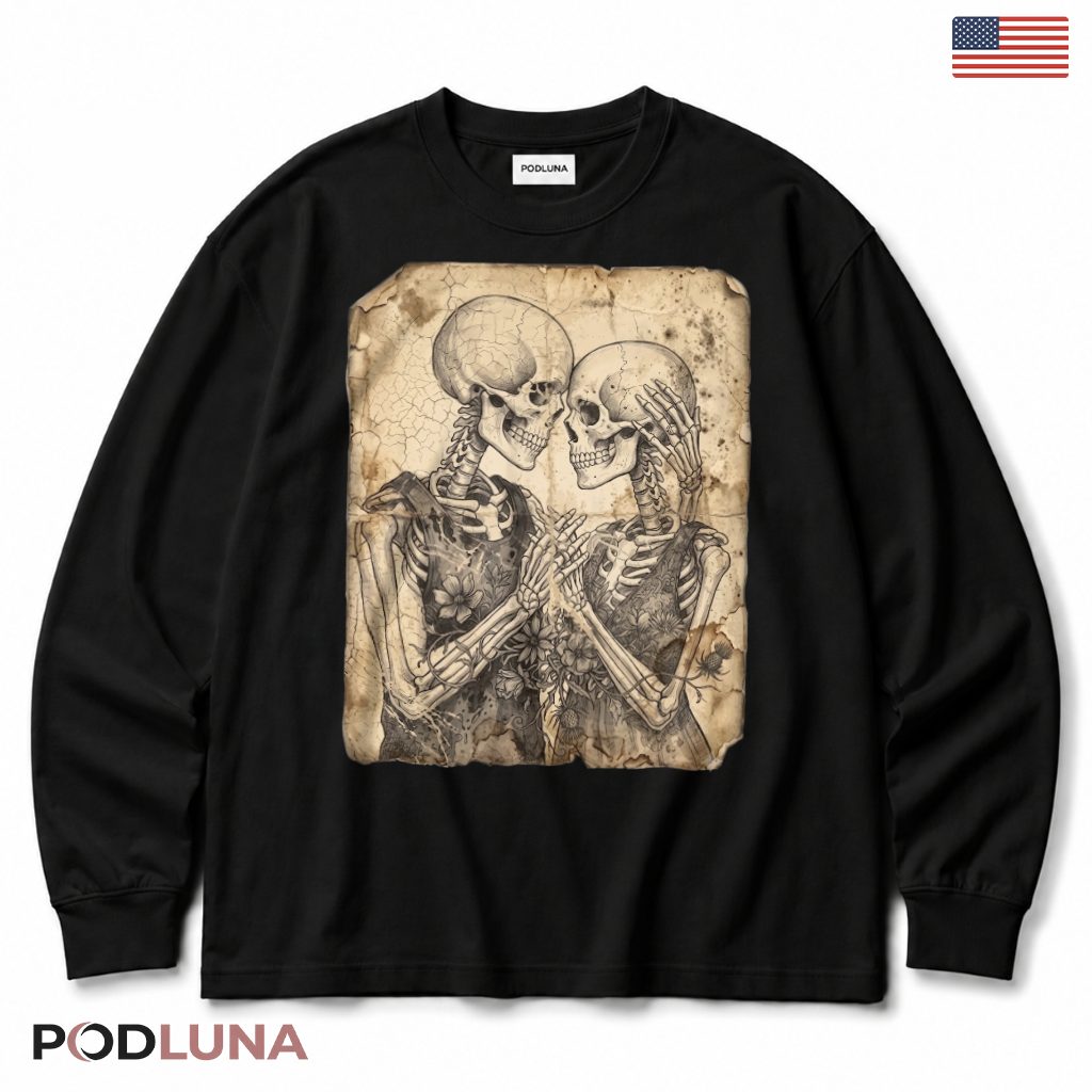 Vintage Skeleton Couple Halloween Long Sleeve Vintage Skeleton Couple Halloween Long Sleeve