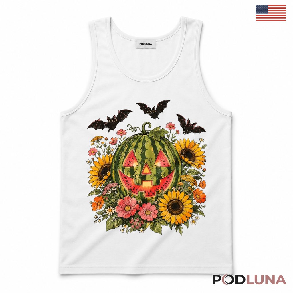 Watermelon Sunflower Jack O Lantern Halloween Tank Top Watermelon Sunflower Jack O Lantern Halloween Tank Top