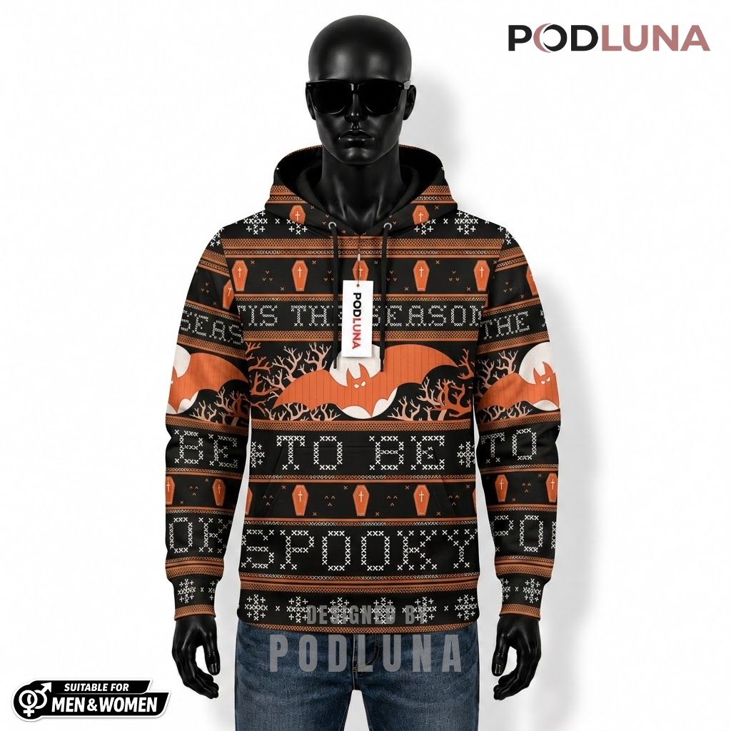 Bat Halloween 3D Hoodie Tis Season Spooky Knit Print 1