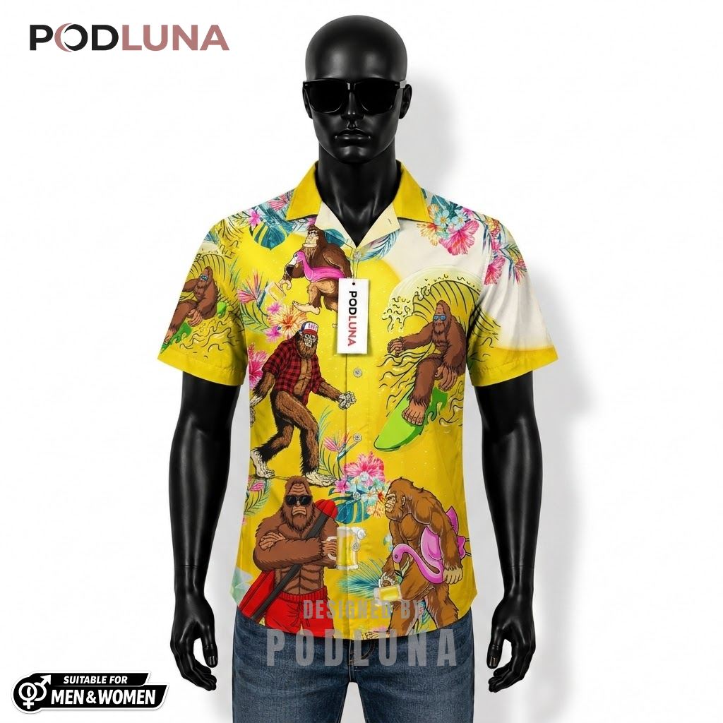 Bigfoot Beer Hawaiian Shirt Stole My Quote Pattern Front