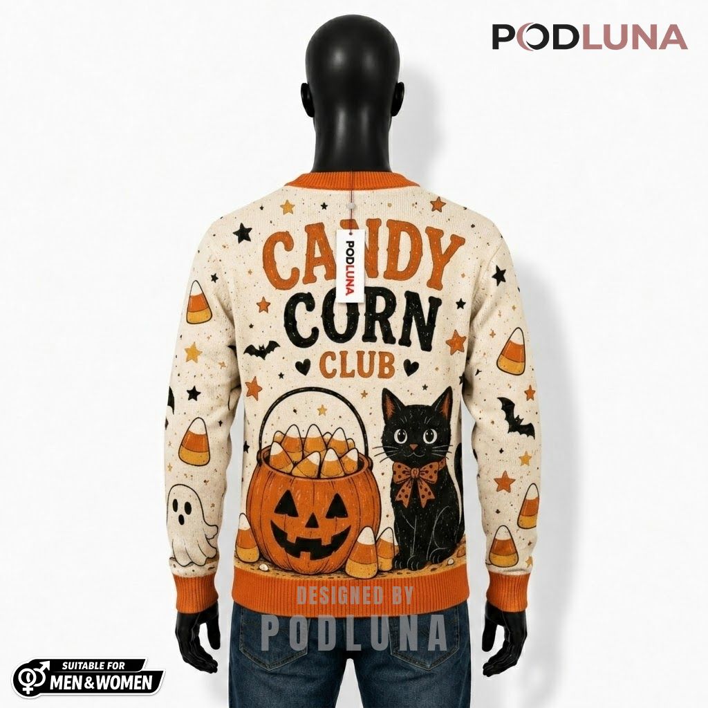 Black Cat Halloween Cardigan Candy Corn Club 2 Black Cat Halloween Cardigan Candy Corn Club 2