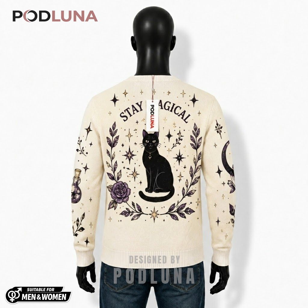 Black Cat Halloween Cardigan Stay Magical Crystal 2 Black Cat Halloween Cardigan Stay Magical Crystal 2