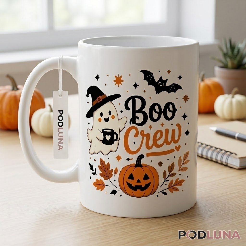 Boo Crew Halloween Mug Cute Ghost Witch Pumpkin Coffee Mug 2 Boo Crew Halloween Mug Cute Ghost Witch Pumpkin Coffee Mug 2