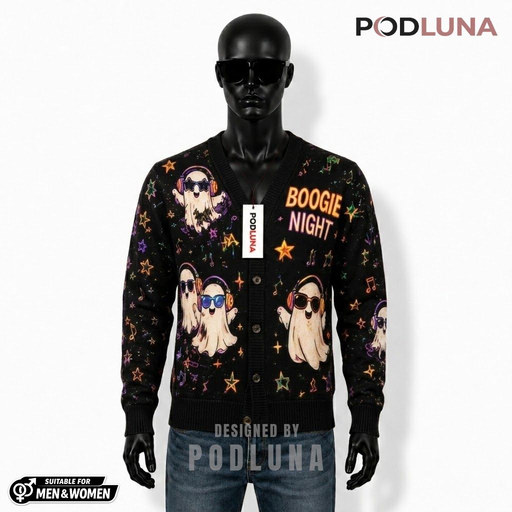 Boogie Night Halloween Cardigan Ghost Disco 1