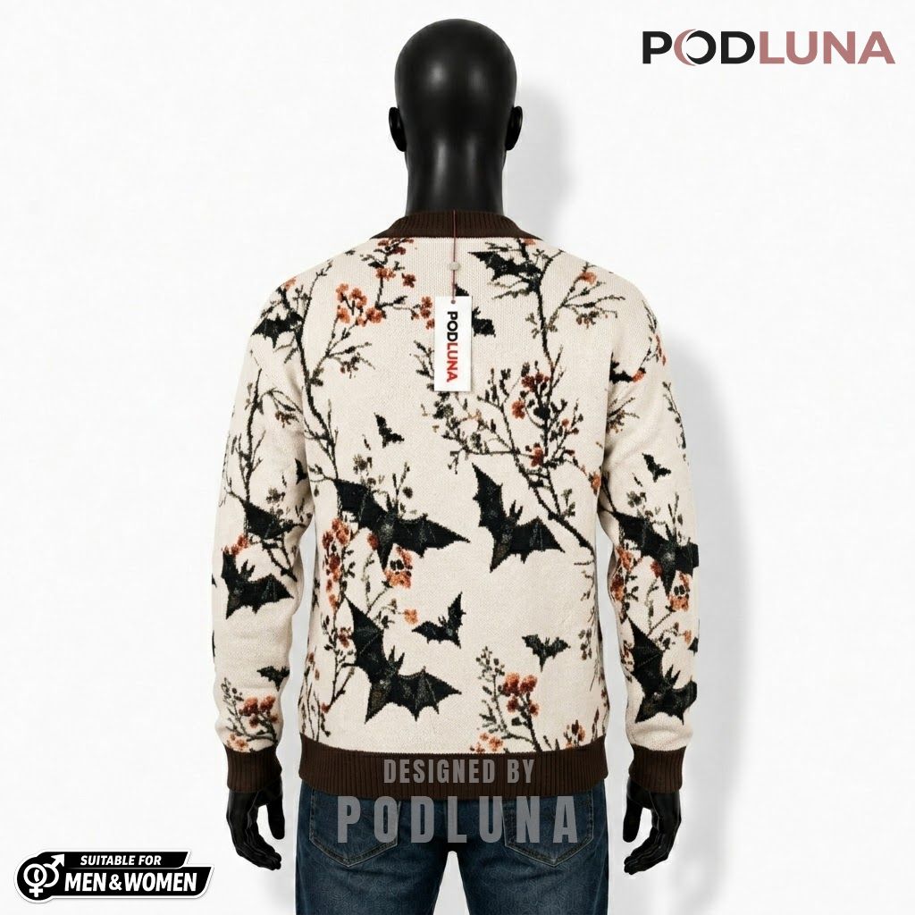 Botanical Halloween Cardigan Bat Floral Print 2 Botanical Halloween Cardigan Bat Floral Print 2
