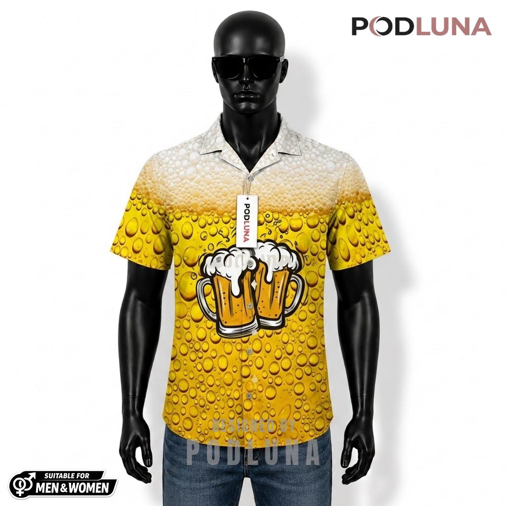 Bubble Beer Hawaiian Shirt Cheers Mug Yellow Front